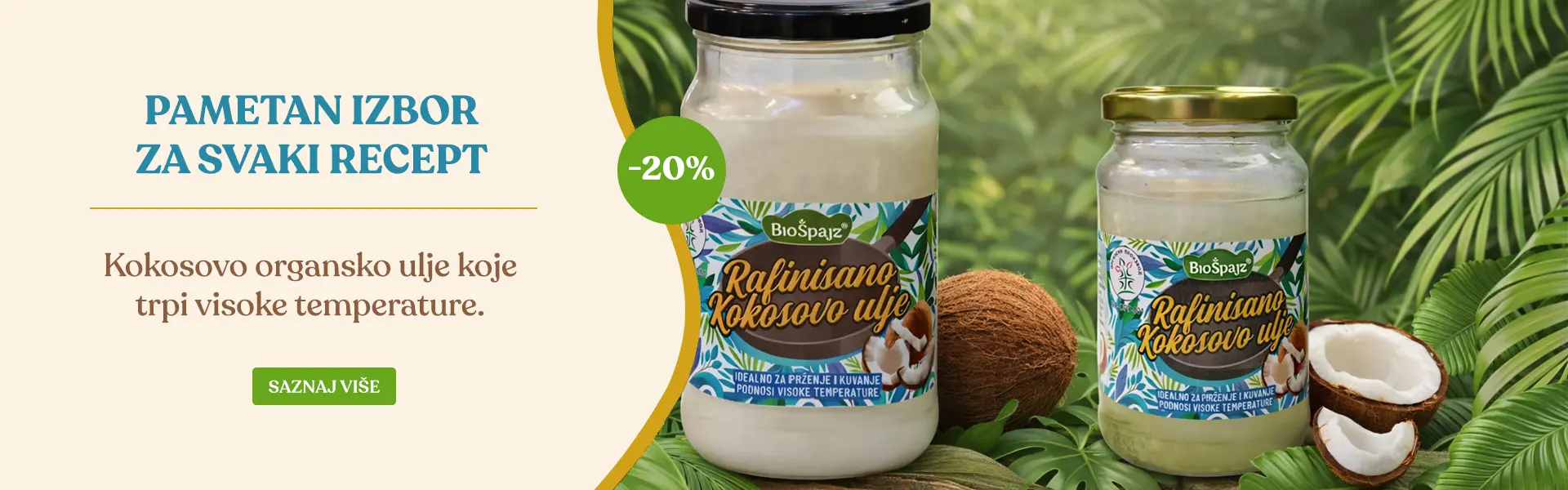 Pametan izbor za svaki recept. Kokosovo organsko ulje koje trpi visoke temperature.