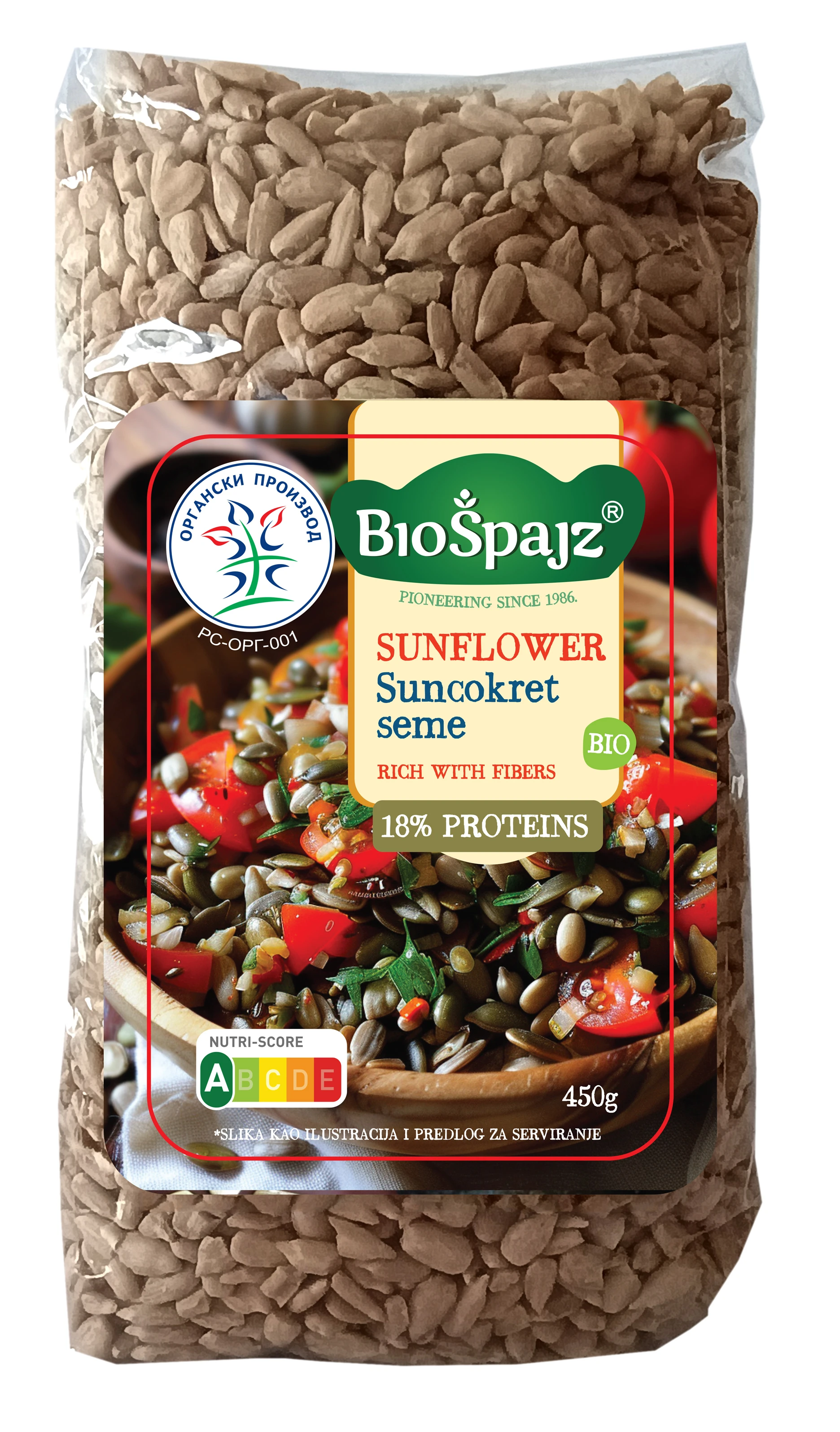 Suncokret sirovi oljušteni (organski proizvod) 450 g Bio Špajz