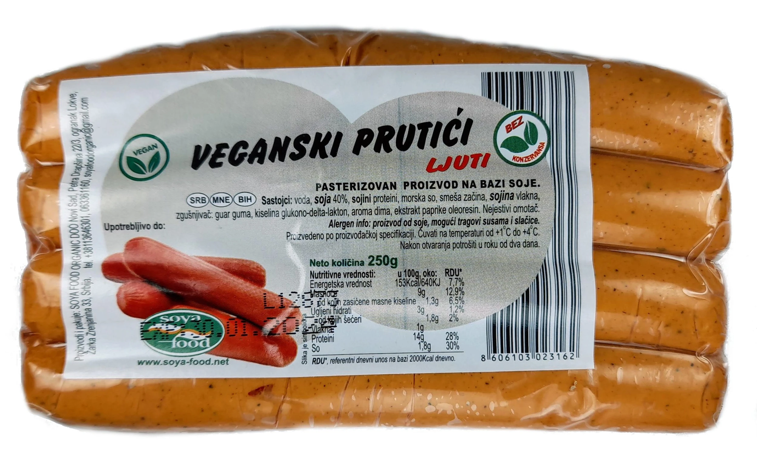 Veganski prutići ljuti 250 g Soya food